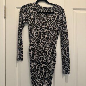 Aqua Fitted Gray Leopard Dress